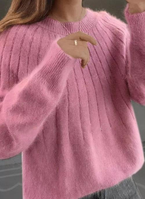 Arya | pull-over en peluche de couleur unie