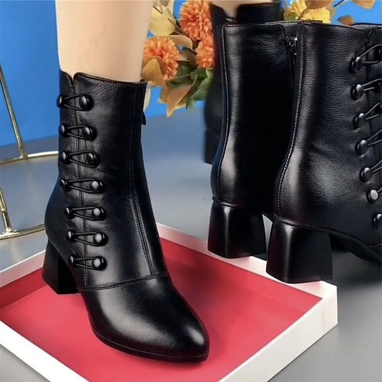 Ines | Bottes en cuir pour femmes avec zip latéral