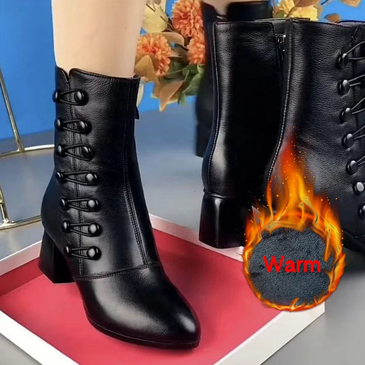 Ines | Bottes en cuir pour femmes avec zip latéral